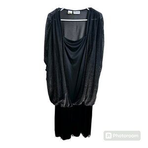Vintage Sleeveless Black Metallic Fringe Dress